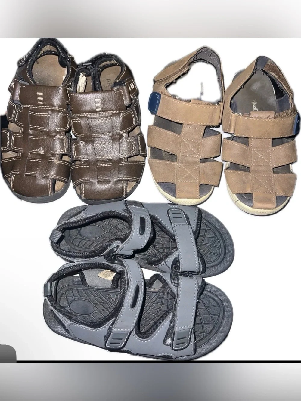 Kids Casual Hook-and-Loop Sandals in Brown, Tan, and Gray